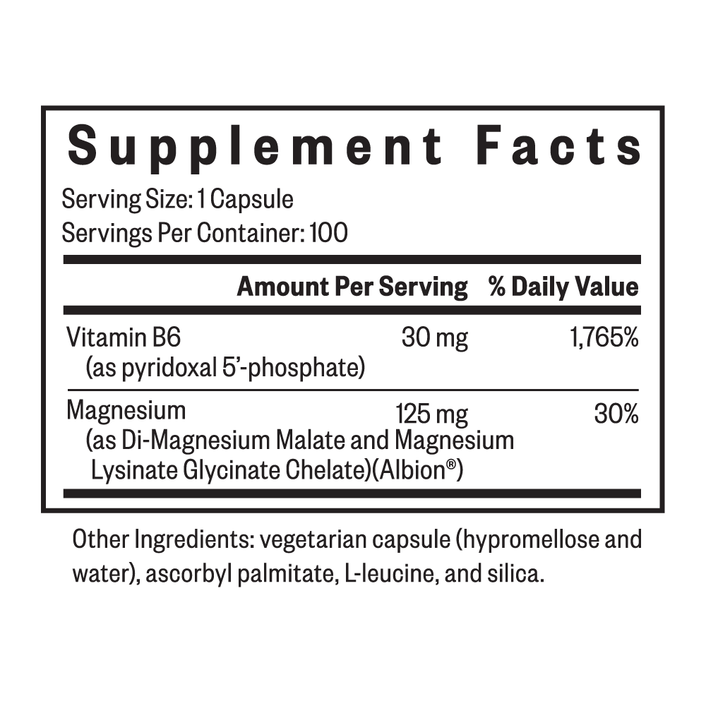 Magnesium Plus | With Vitamin B6 | 100 Capsules | Seeking Health