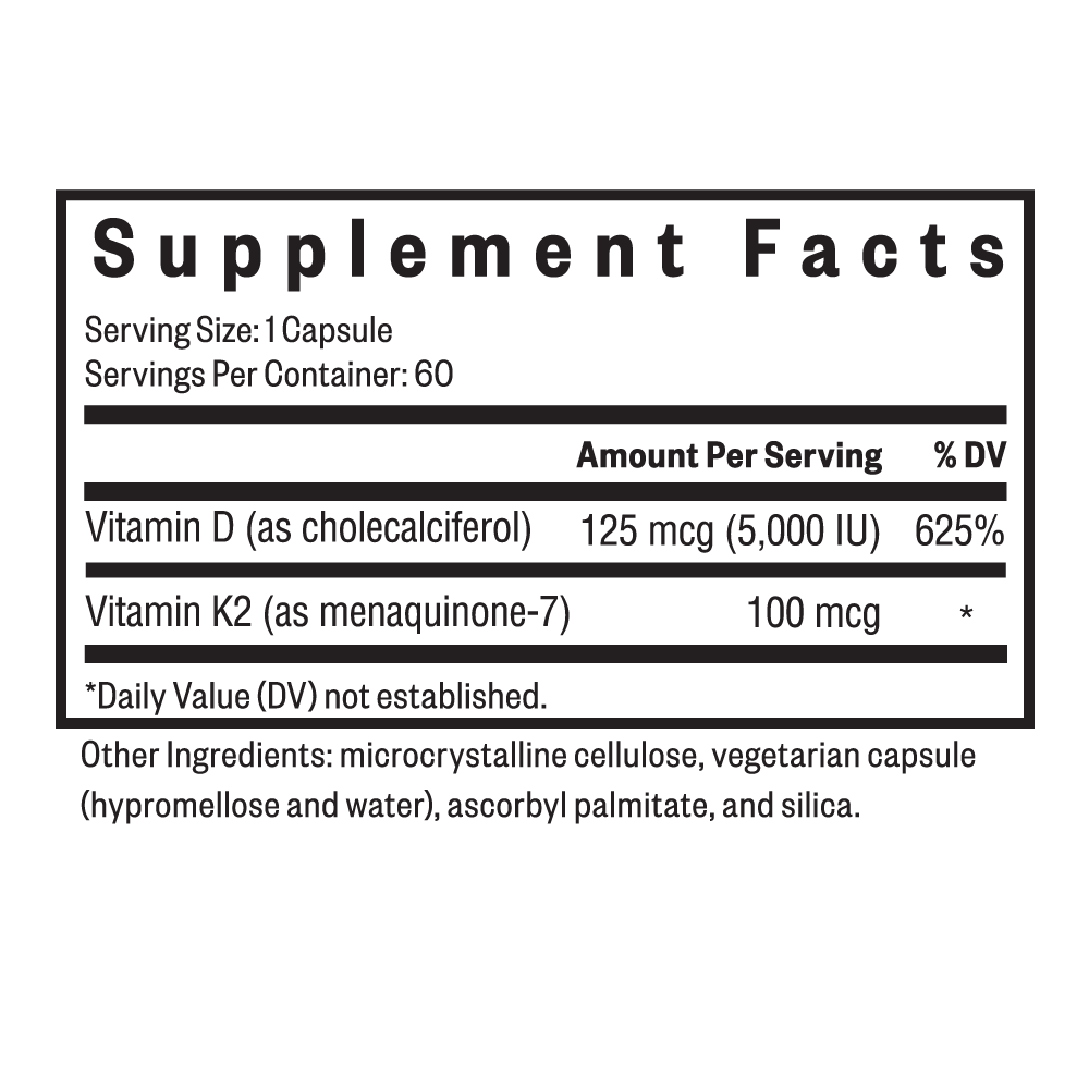 Buy Vitamin D3 + K2 | 60 Capsules | Seeking Health UK online