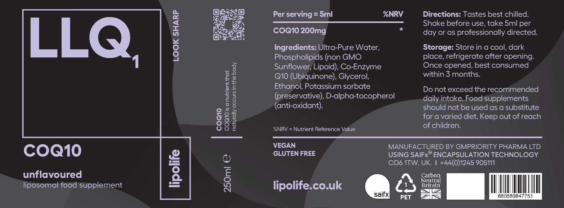 Buy Lipolife LLQ1 | CoQ10 | 250 ml UK online