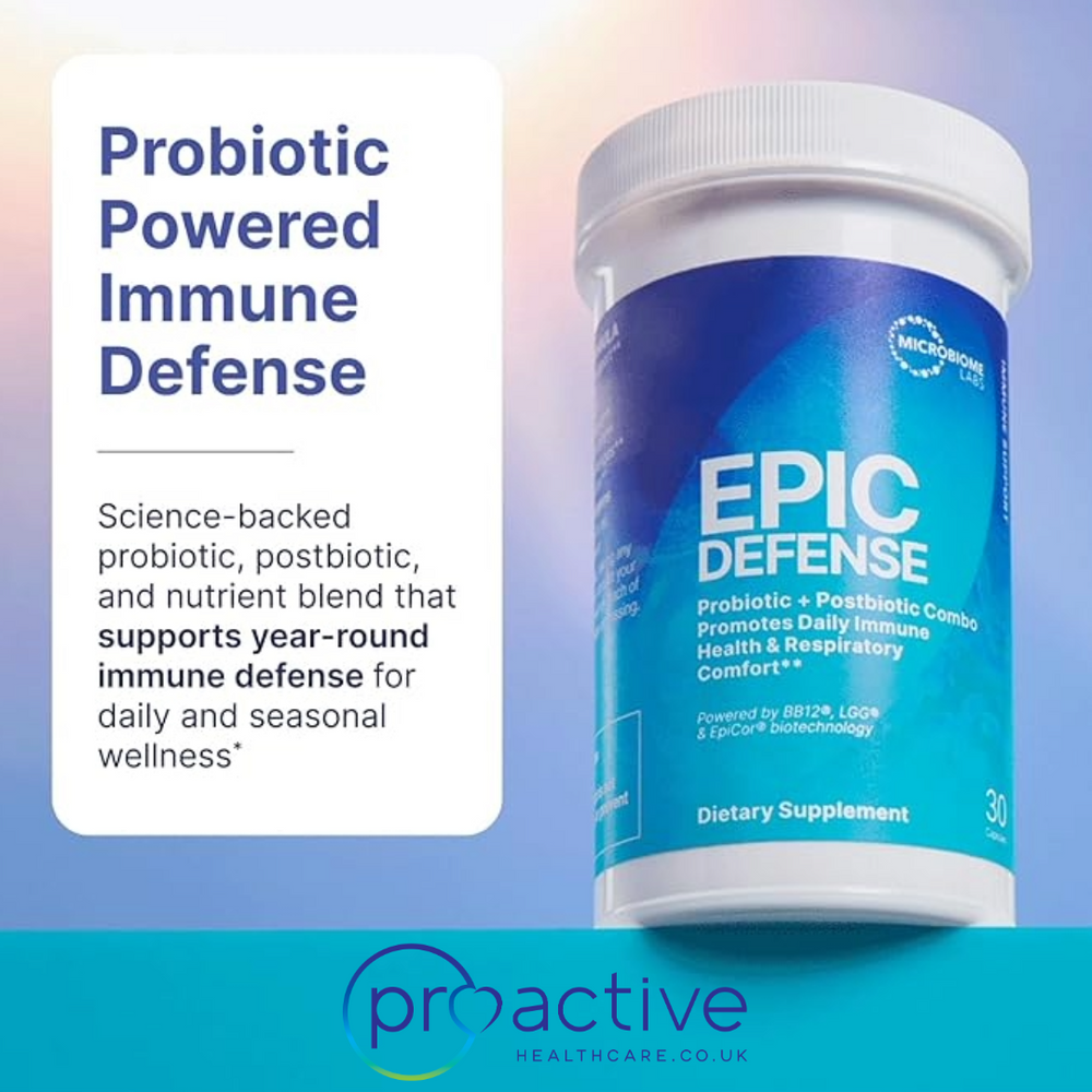 Epic Defense - 30 Capsules - Probiotic & Postbiotic Combo - Microbiome Labs UK