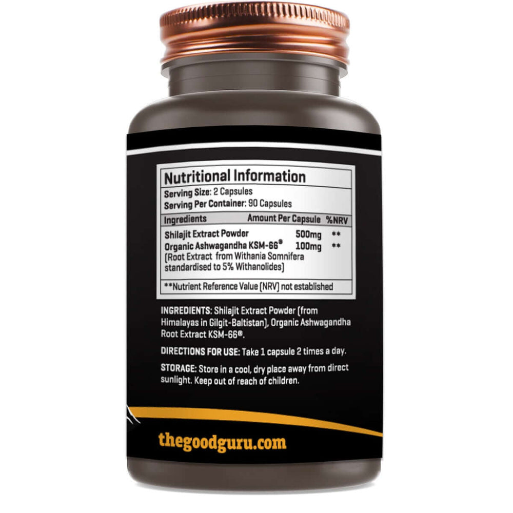 Buy Gold Shilajit + Ashwagandha KSM66 | 1200mg | 90 Capsules UK online
