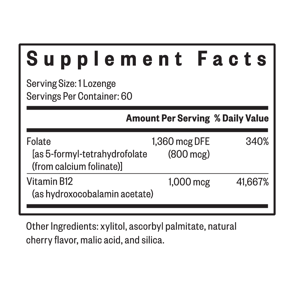 Buy Hydroxo B12 with Folinic Acid | 60 Lozenges | Seeking Health UK online