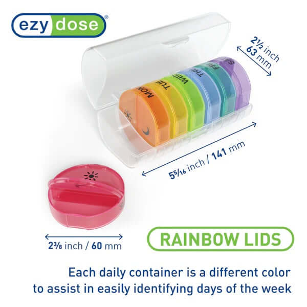 Buy Ezy Dose Weekly 2x/Day Circular Pill Planner, Rainbow UK online