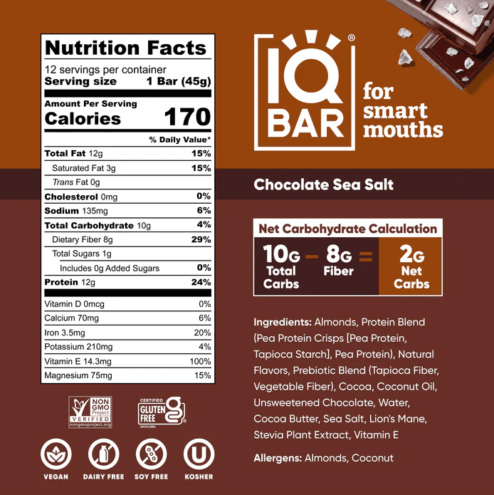 Buy Chocolate Sea Salt - 12 Bars - IQBAR UK online