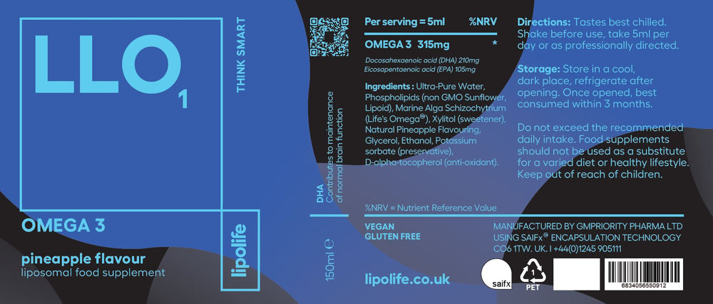 Buy Lipolife LLO1 Omega | 150ml UK online