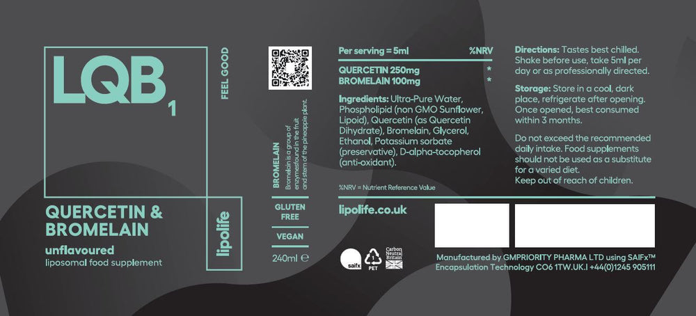 Buy Lipolife LQB1 | Quercetin Bromelain | 240ml UK online