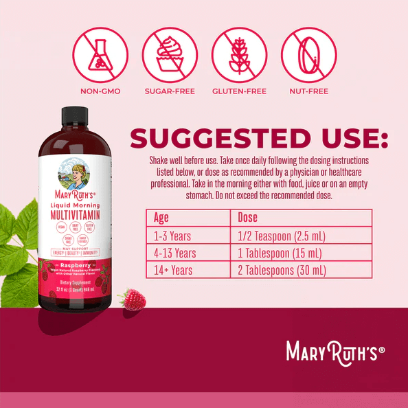 Buy MaryRuth's Liquid Morning Multivitamin | Raspberry | 450ml UK online