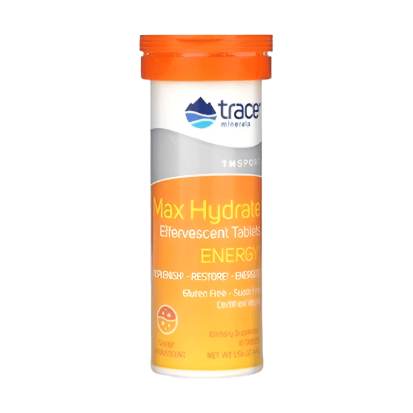 Buy Max Hydrate Energy | Orange Effervescent Tablets | Trace Minerals UK online