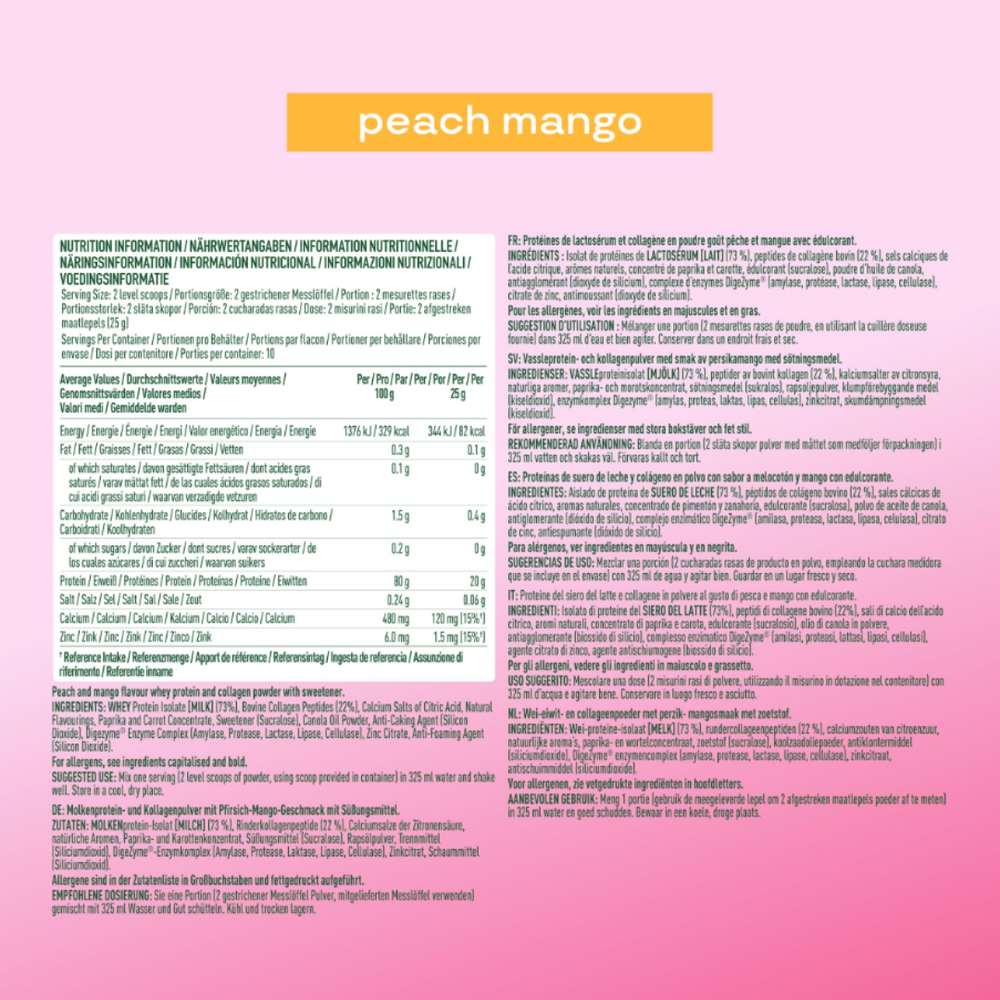 Bloom Clear Whey Protein & Collagen Peach Mango 250g
