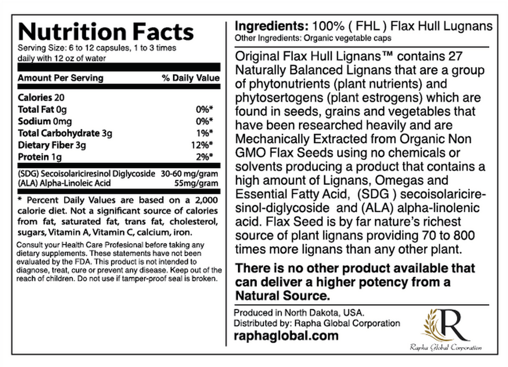 Buy Flax Hull Lignans | 90 Capsules | Rapha Global UK online