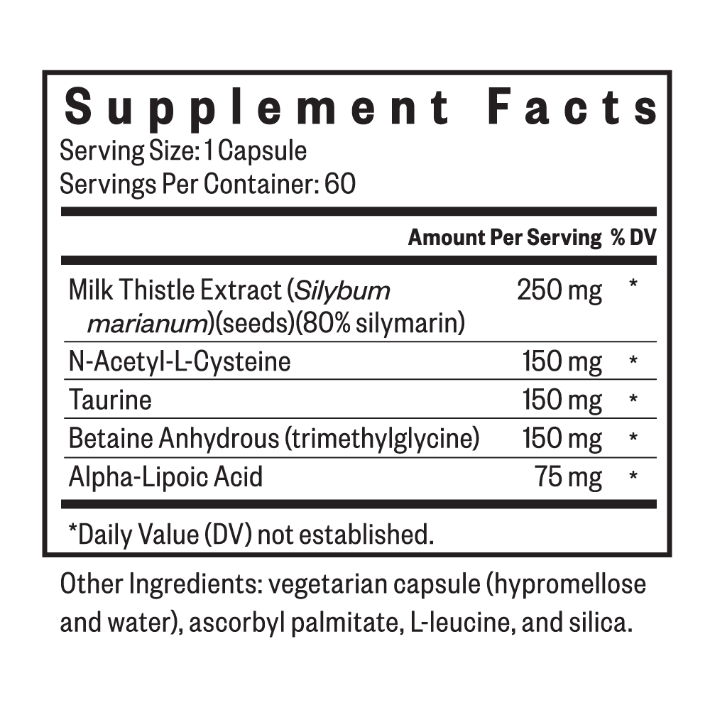 Liver Nutrients | 60 Capsules | Seeking Health UK | Ingredients