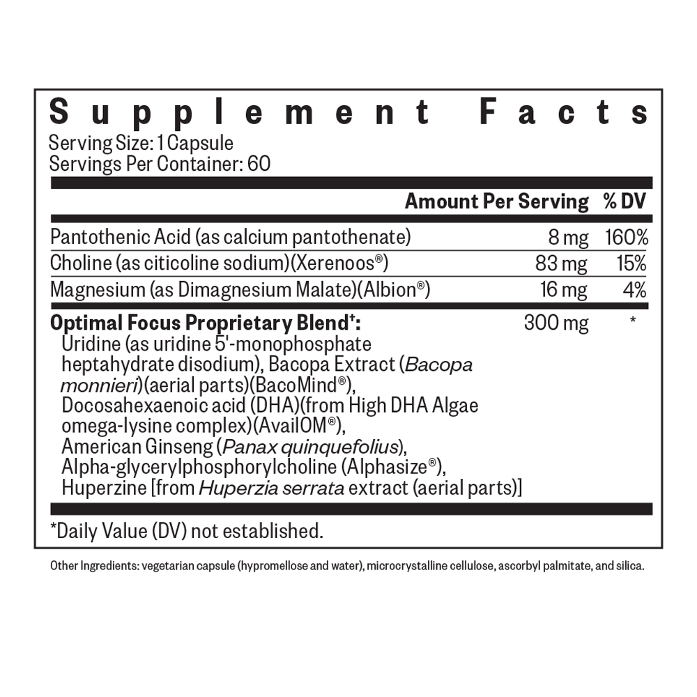 Buy Optimal Focus | 90 Capsules | Seeking Health UK online