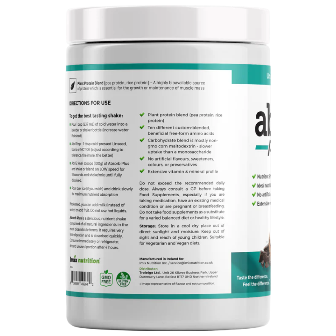 Absorb Plus Vegan - Unsweetened coco choc - IMIX nutrition UK 