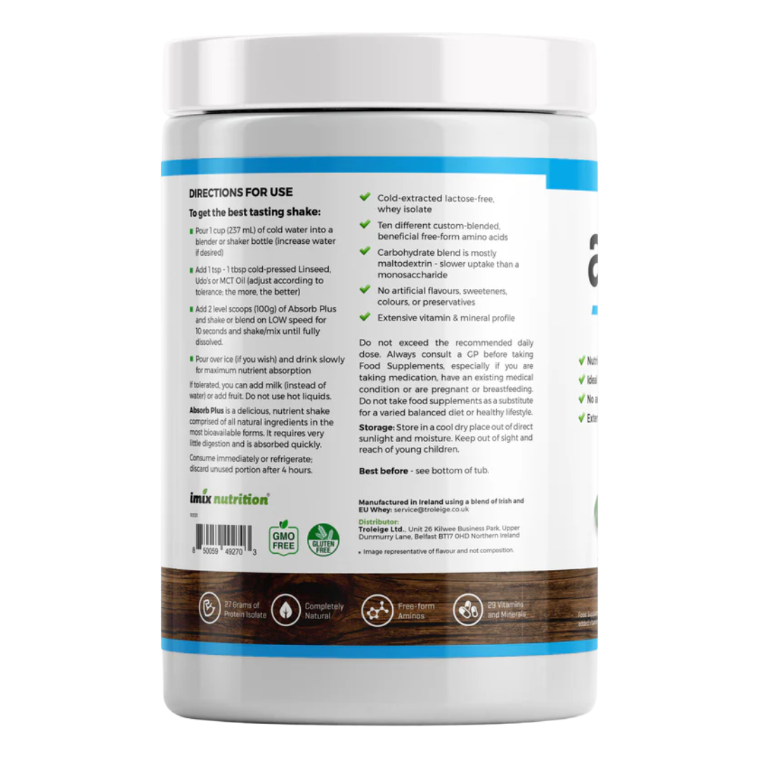 Absorb Plus Whey - Elemental Powder - 1kg Unsweetened Chocolate - IMIX Nutrition 