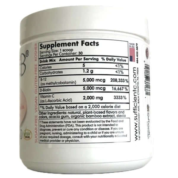 Buy Abundant B High Dosed B-12 & Biotin Pink Lemonade drink mix UK