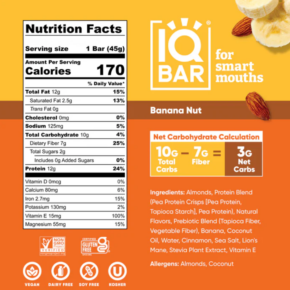 Buy Banana Nut | 1 Plant Protein Bar | IQBAR UK online