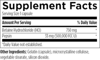 Buy Betaine HCl with Pepsin | 120 Capsule | Designs For Health UK