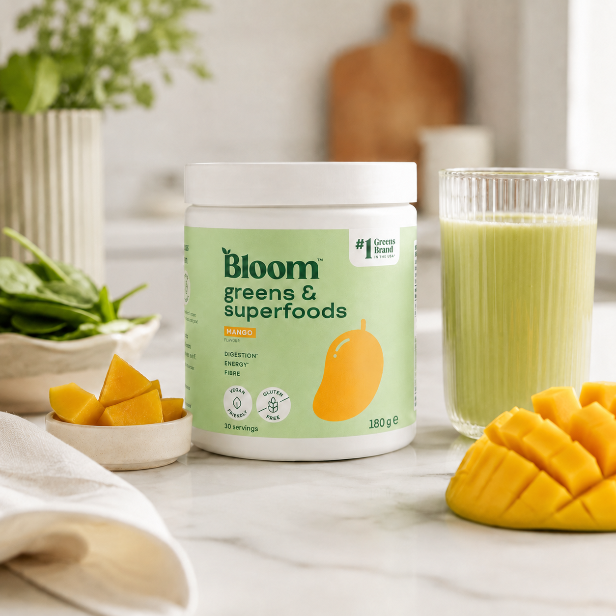 Bloom Nutrition Greens & Superfoods | Mango 30 Servings