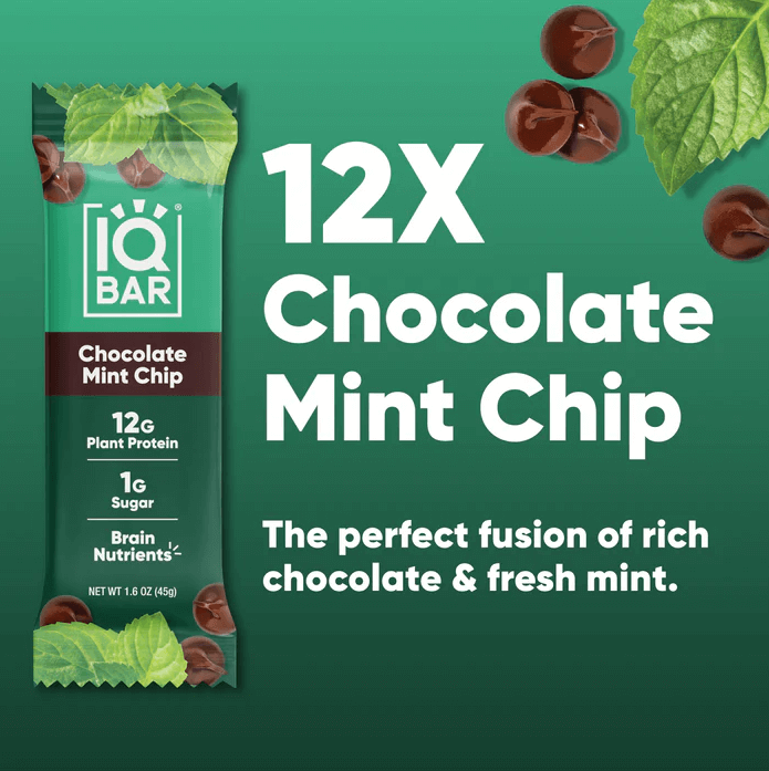 Buy Chocolate Mint Chip | 12 Plant Protein Bars | IQBAR UK