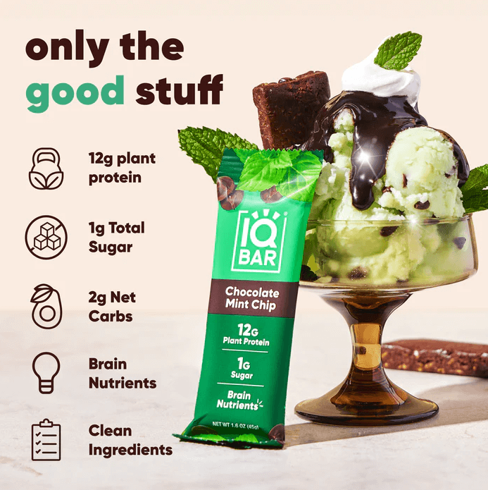 Buy Chocolate Mint Chip | 12 Plant Protein Bars | IQBAR UK