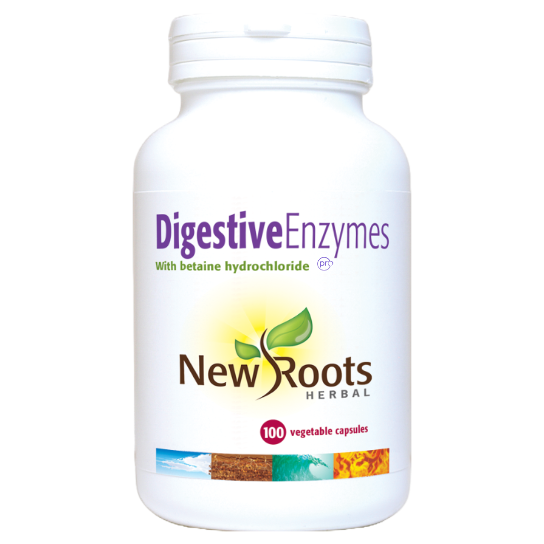 Buy Digestive Enzymes with Betaine Hydrochloride | 100 Capsules | New Roots Herbal UK