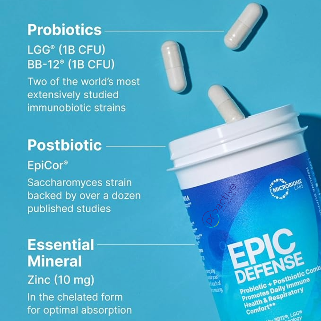 Epic Defense - 30 Capsules - Probiotic & Postbiotic Combo - Microbiome Labs UK 