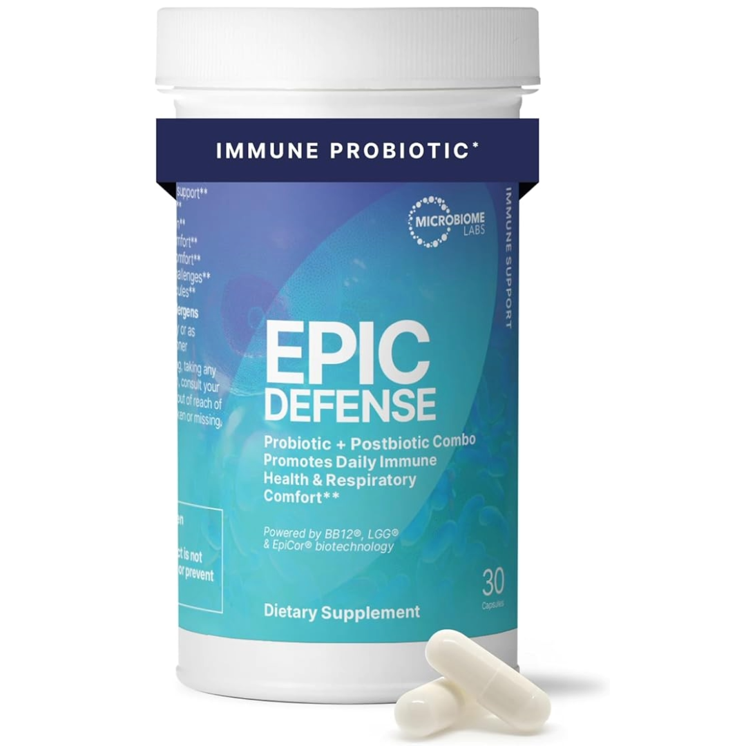Epic Defense - 30 Capsules - Probiotic & Postbiotic Combo - Microbiome Labs UK 
