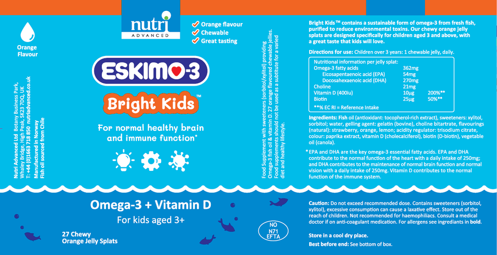 Buy Eskimo-3 Bright Kids Fish Oil Jelly Splats UK