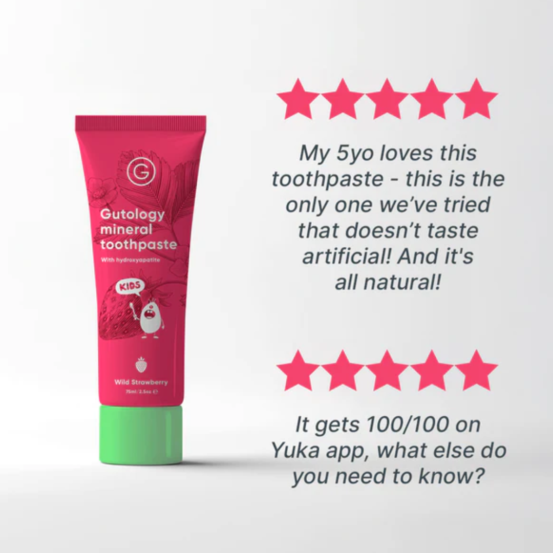 Gutology Kids Mineral Toothpaste w/ Hydroxyapatite | 75ml Strawberry ...