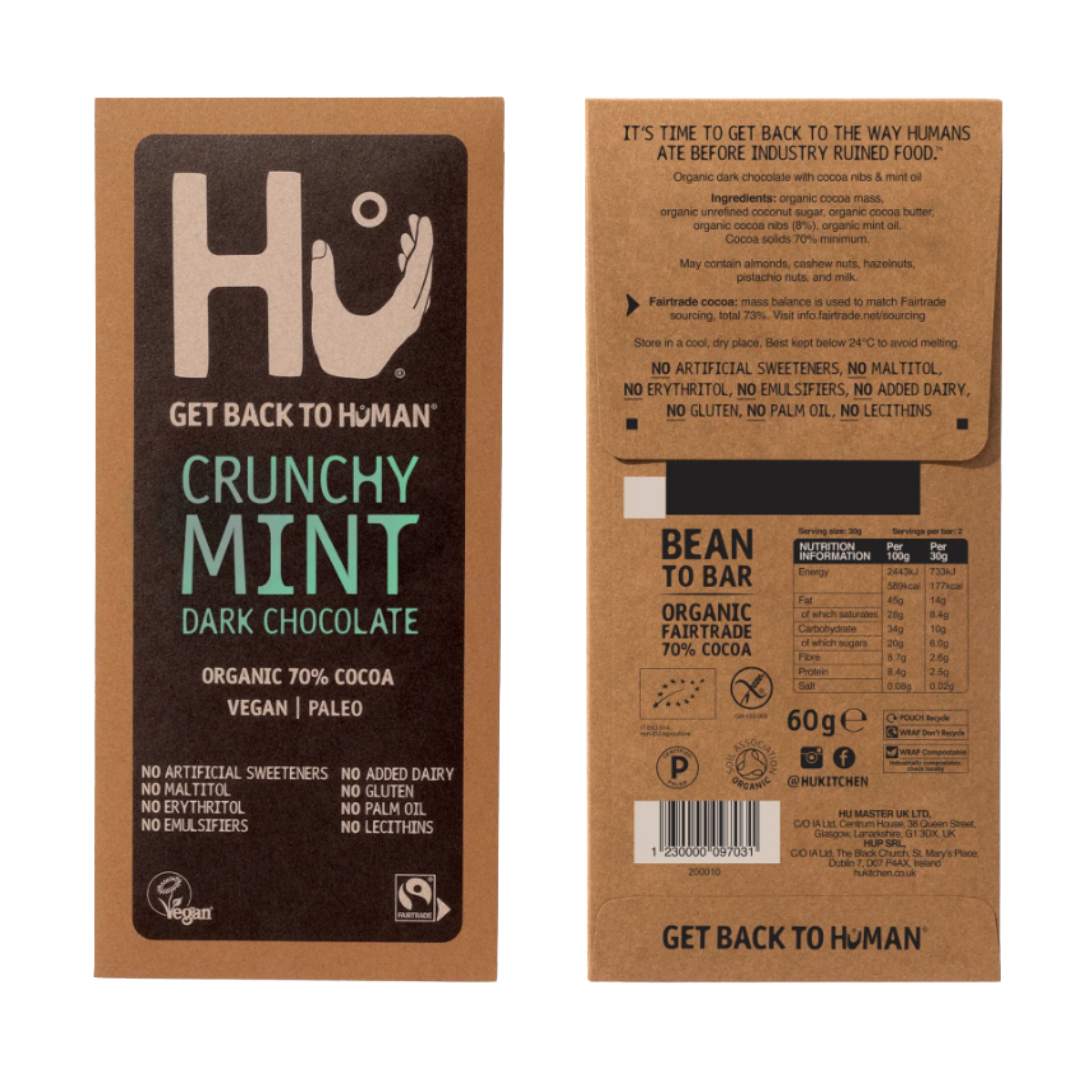 Hu Crunchy Mint Dark Chocolate – Organic, Vegan & Refreshingly Delicious