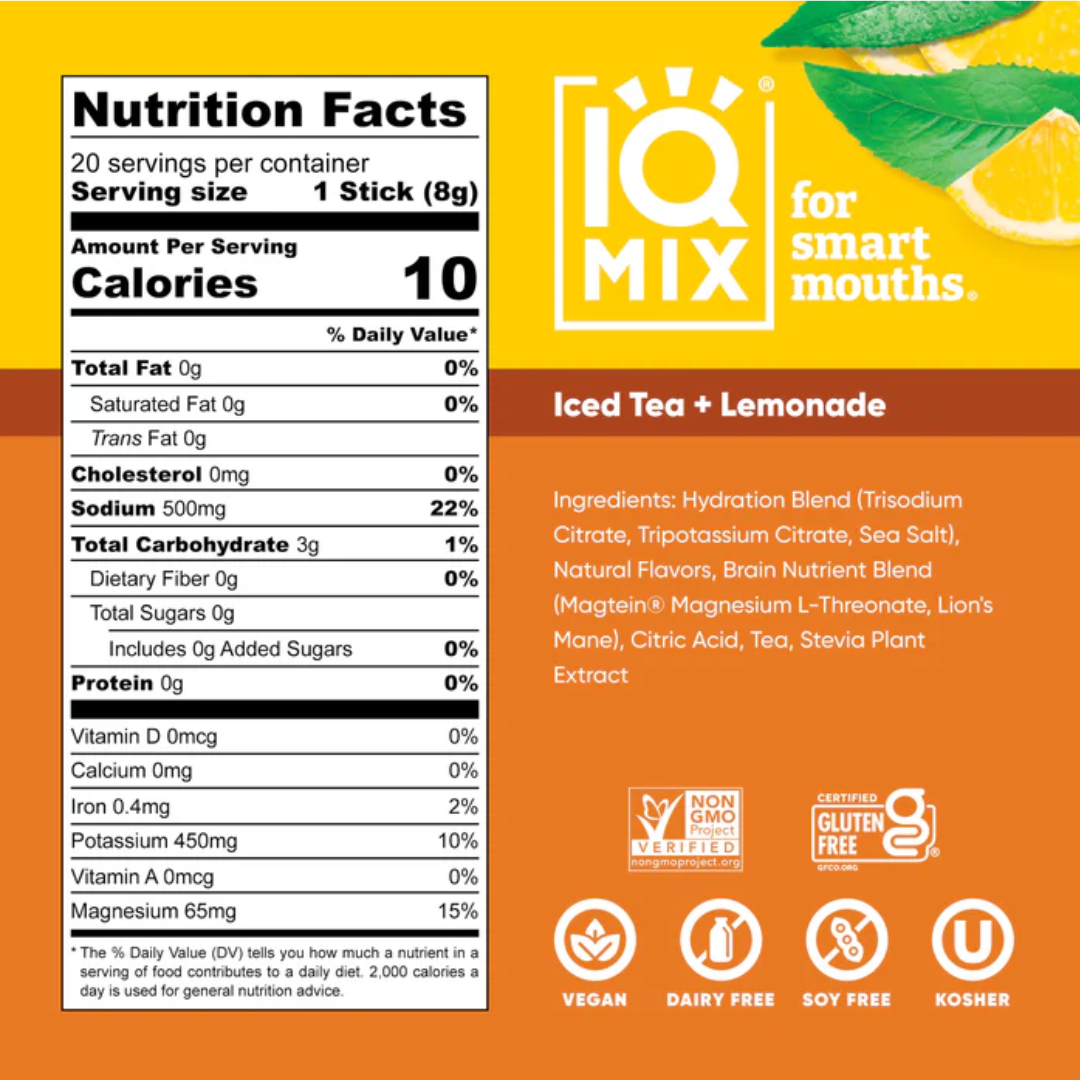 IQMIX Iced Tea & Lemonade | 20 Electrolyte Hydration Sachets