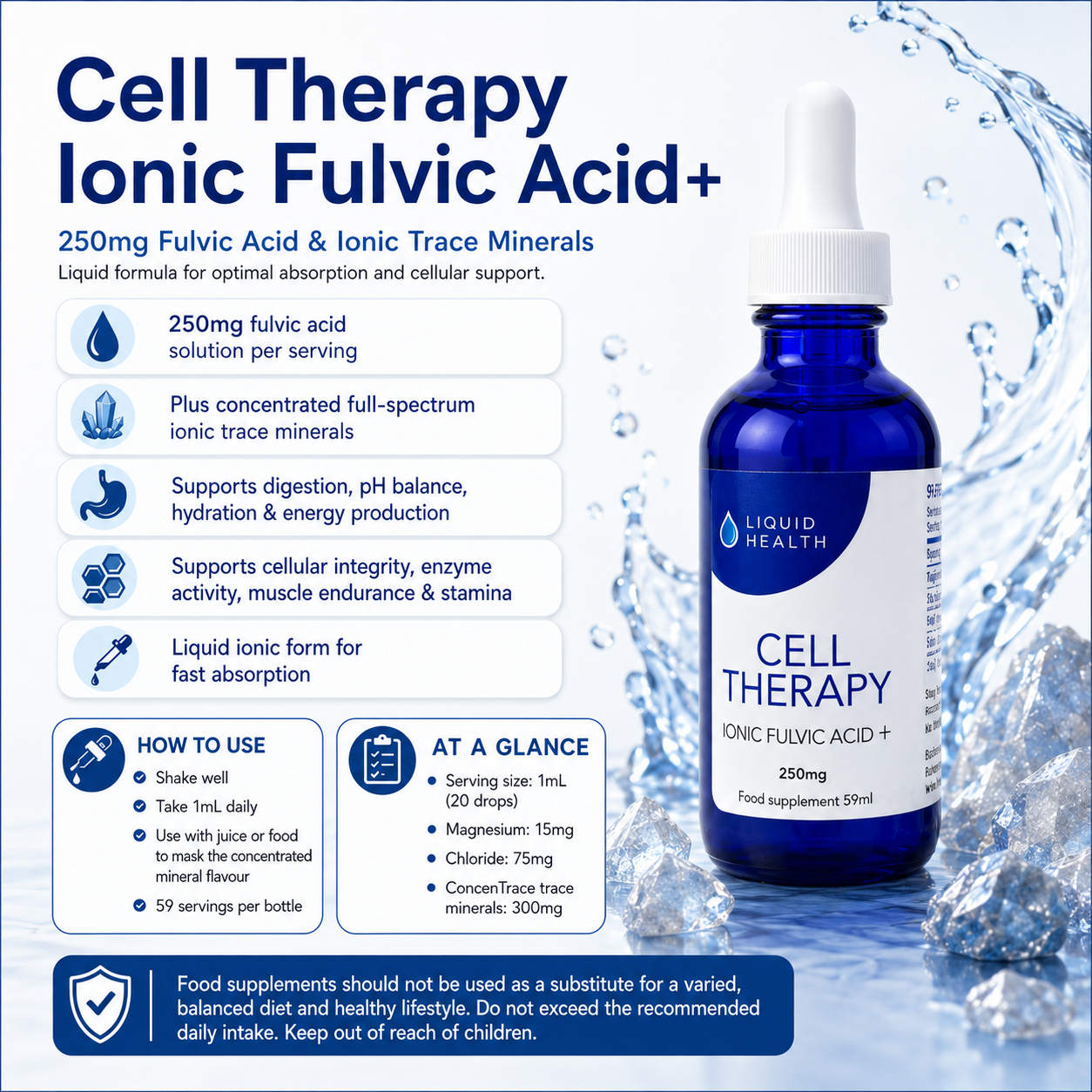Buy Cell Therapy Ionic Fulvic Acid + | 59ml | Liquid Health UK online
