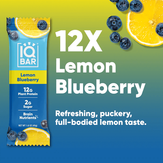 buy Lemon Blueberry | 12 Plant Protein Bars | IQBAR online uk