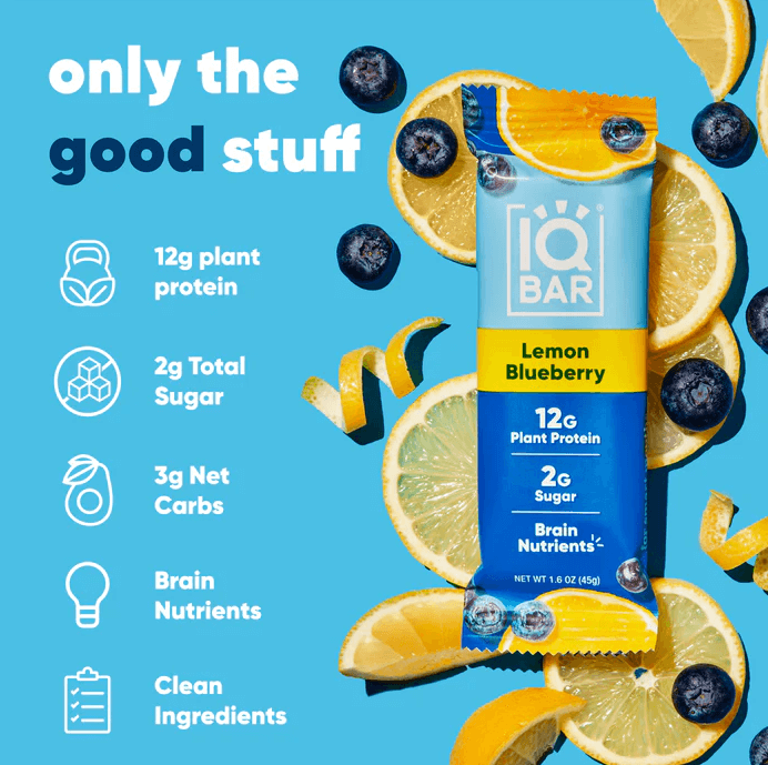 buy Lemon Blueberry | 12 Plant Protein Bars | IQBAR online uk