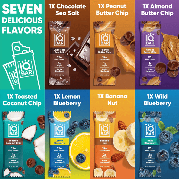 Buy 7 Bar sampler variety box | Plant Protein bars | IQBAR UK