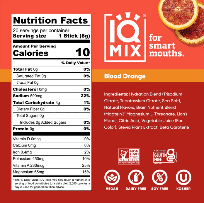 Buy IQMIX Blood Orange | 20 Electrolyte Hydration Sachets UK