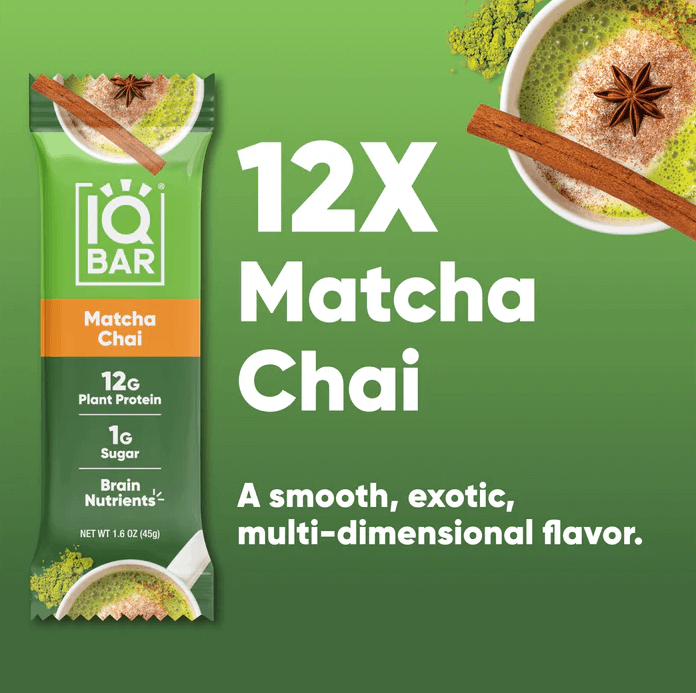 Buy Matcha Chai | 12 Plant Protein Bars | IQBAR UK