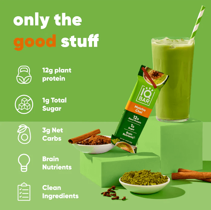 Buy Matcha Chai | Single Plant Protein Bar | IQBAR UK