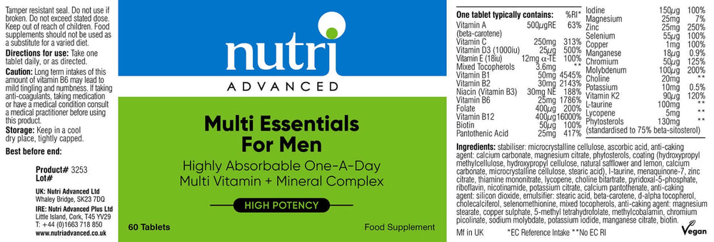 Buy Multi Essentials for Men Multivitamin | 60 Tablets UK