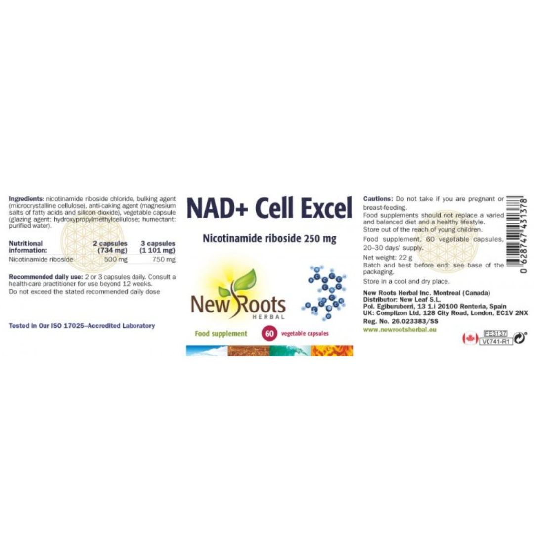 NAD+ Cell Excel - 60 Veg Caps - New Roots Herbal UK