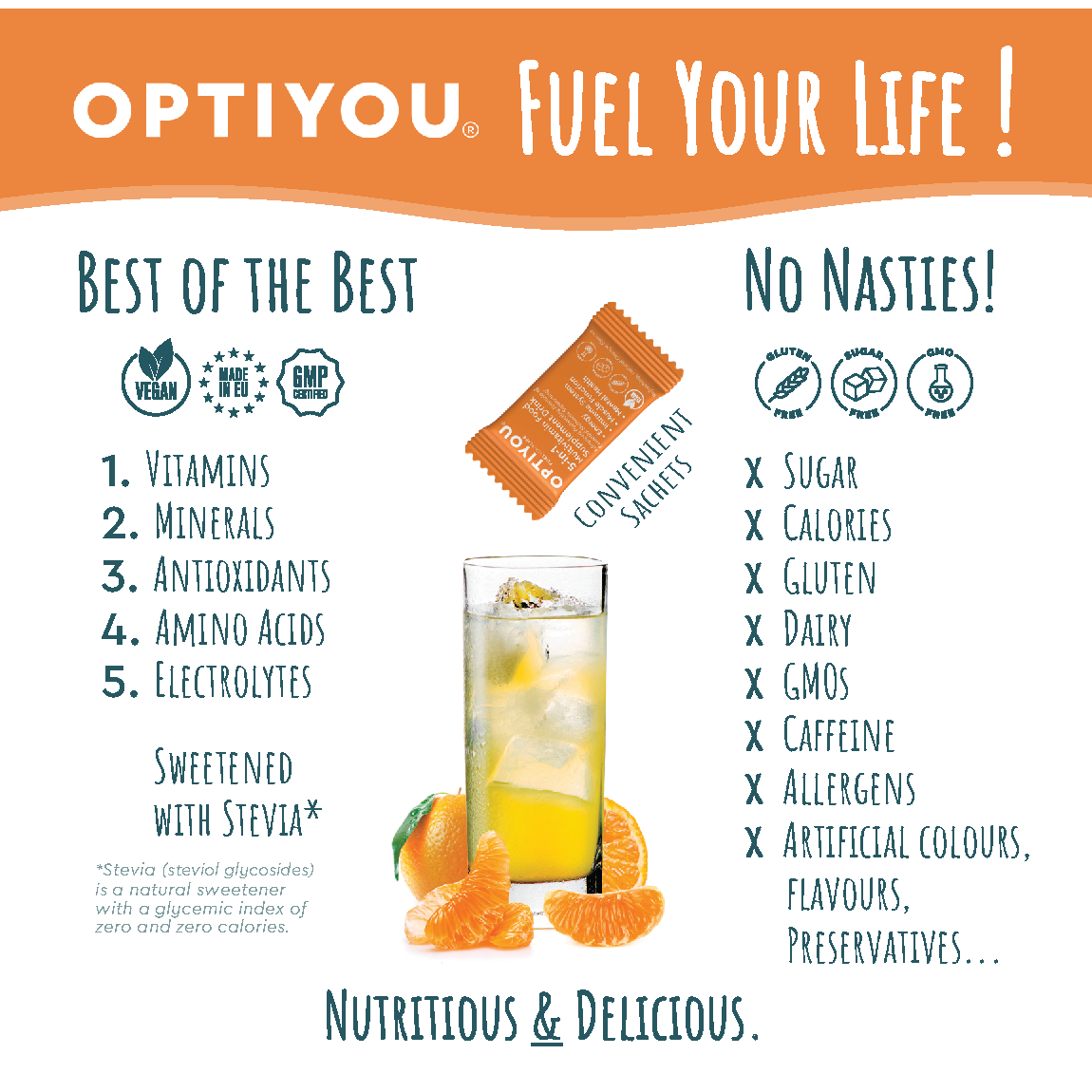 Buy OPTIYOU | Multivitamin | Orange Flavour | 30 sachets UK online
