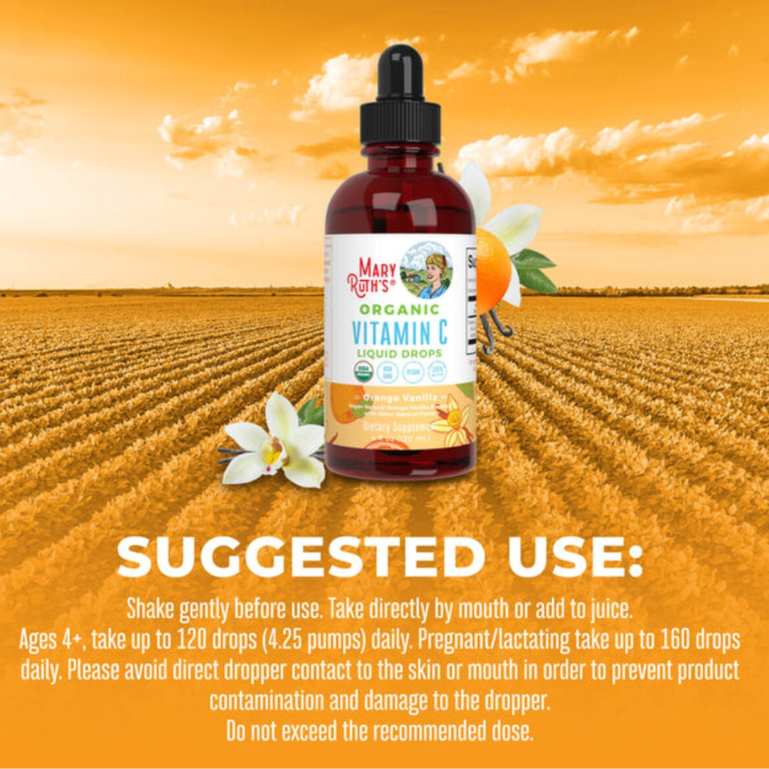 mary Ruths organic vitamin c drops orange vanilla - adults and kids - proactive healthcare uk 