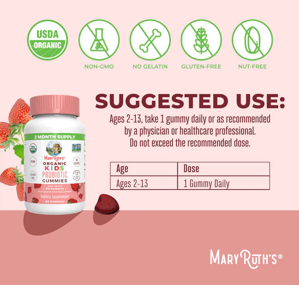 Buy MaryRuth's Kids Probiotic 60 Gummies (Strawberry) UK