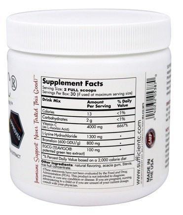 Buy Sufficient-C® High Dose Lemon Peach Immune-Ade drink mix - 250 gram size UK
