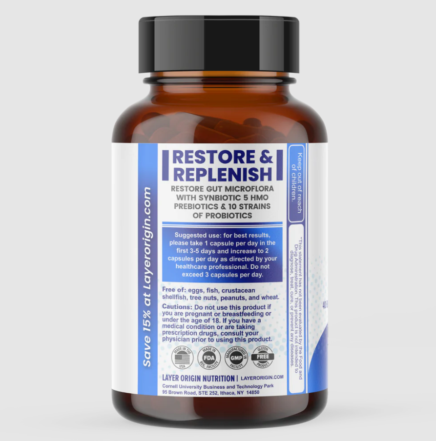 Buy SuperHMO Synbiotic 5 HMOs +10 Probiotics | 60 Capsules UK