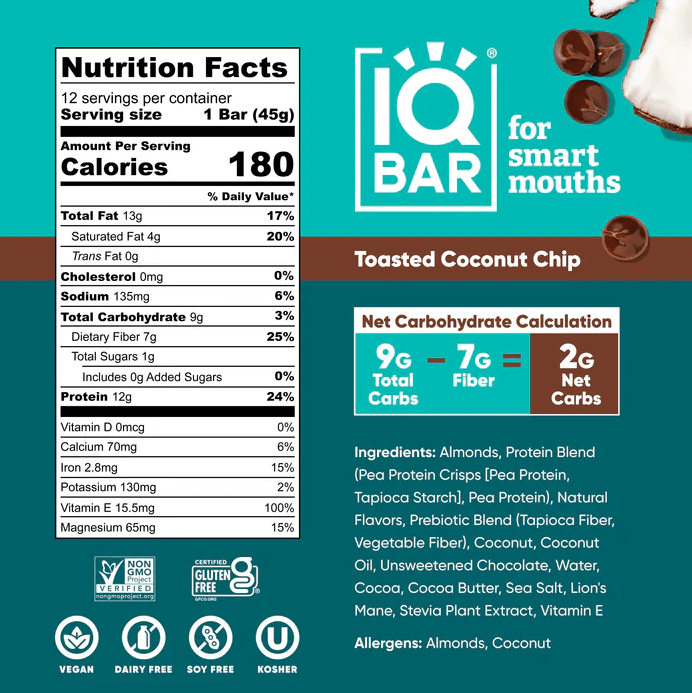 Buy Toasted Coconut Chip | Single Plant Protein Bar | IQBAR UK