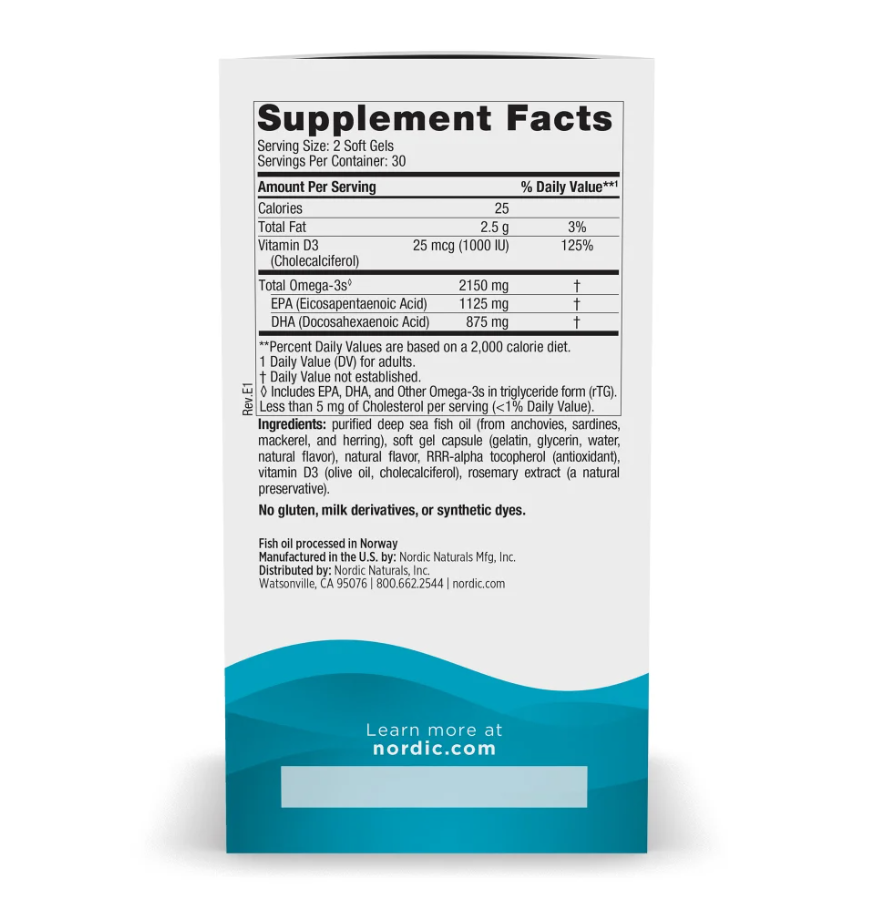Ultimate Omega 2X with Vitamin D3 | 60 Softgels | Nordic Naturals