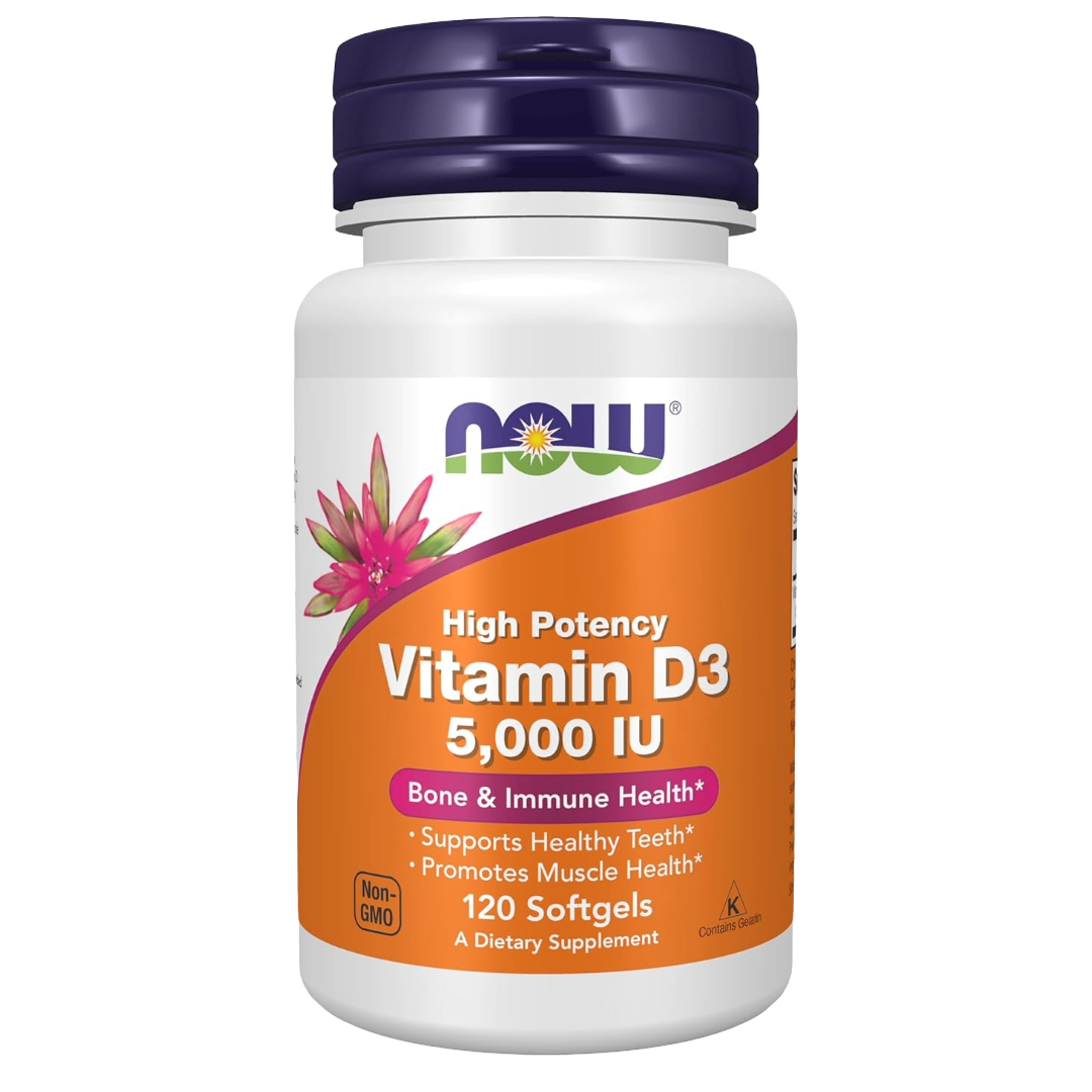 Vitamin D3 5000IU - 120 Softgels - NOW Foods UK