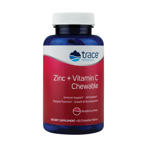 Zinc + Vitamin C Chewable | Raspberry Flavour | 60 Wafers | Trace Minerals